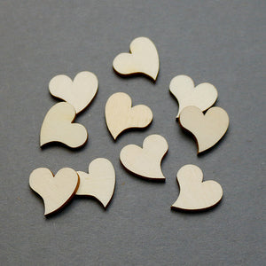 10 x Streuteile Dekoteile Pappelholz Herz geschwungen 20 x 20 mm