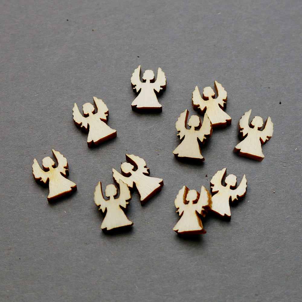 10 x Streuteile Dekoteile Pappelholz Engel 14 x 10 mm