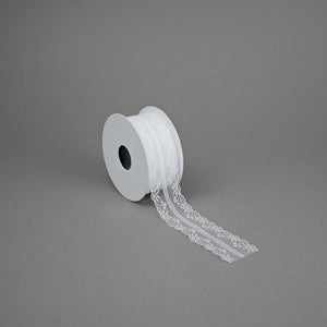 Spitzenband 40 mm weiß mit feinem Blumenmuster