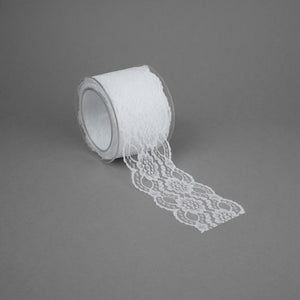 Spitzenband  75 mm weiß mit kleinen Blumen