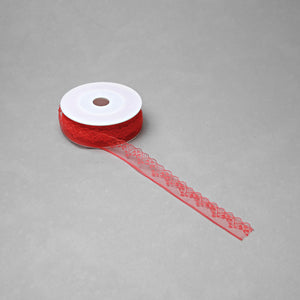 Spitzenband 20 mm koralle mit feinem Muster