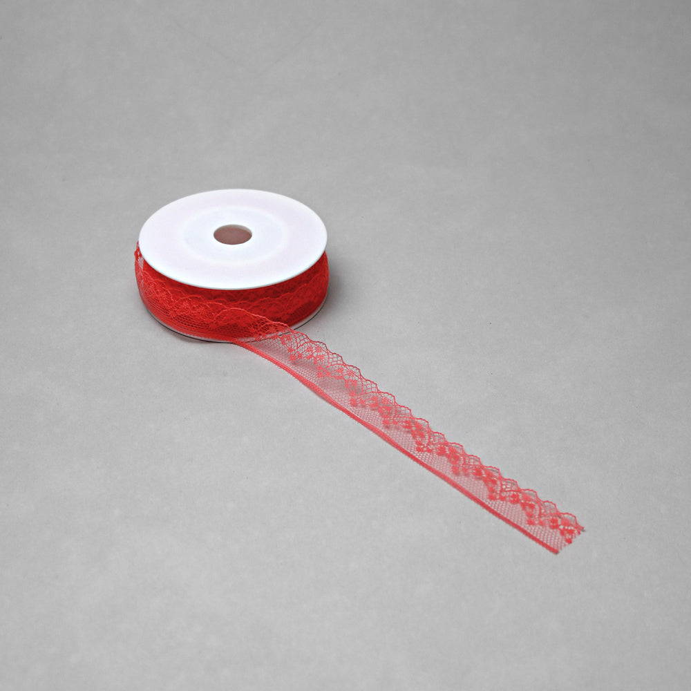 Spitzenband 20 mm koralle mit feinem Muster