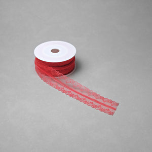 Spitzenband 40 mm koralle mit dezentem Blumenmuster